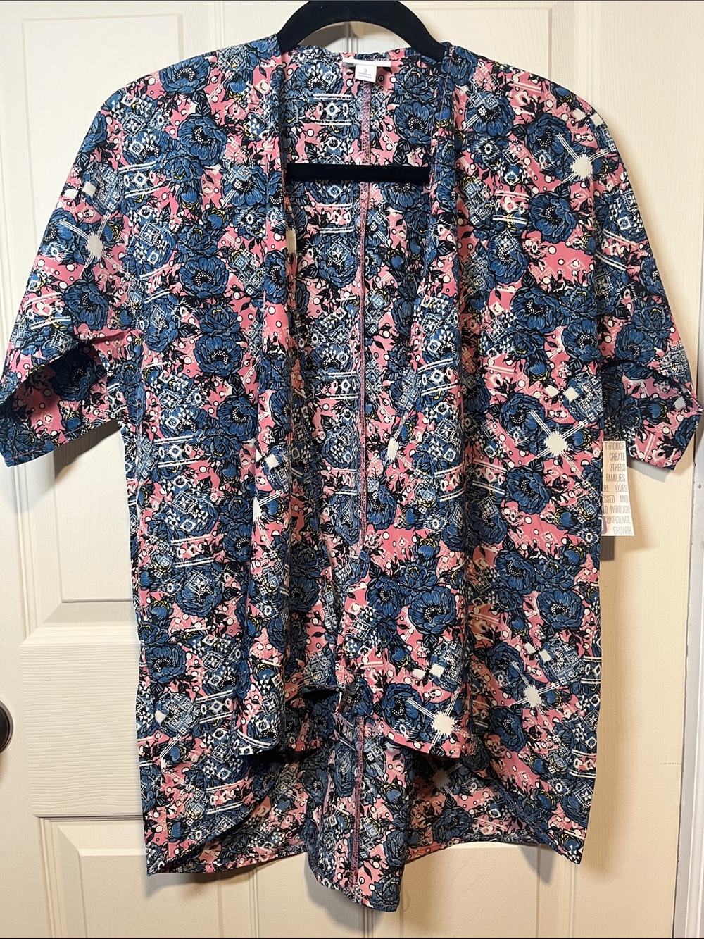 LuLaRoe Pink and Blue Floral Open-Front Coverup